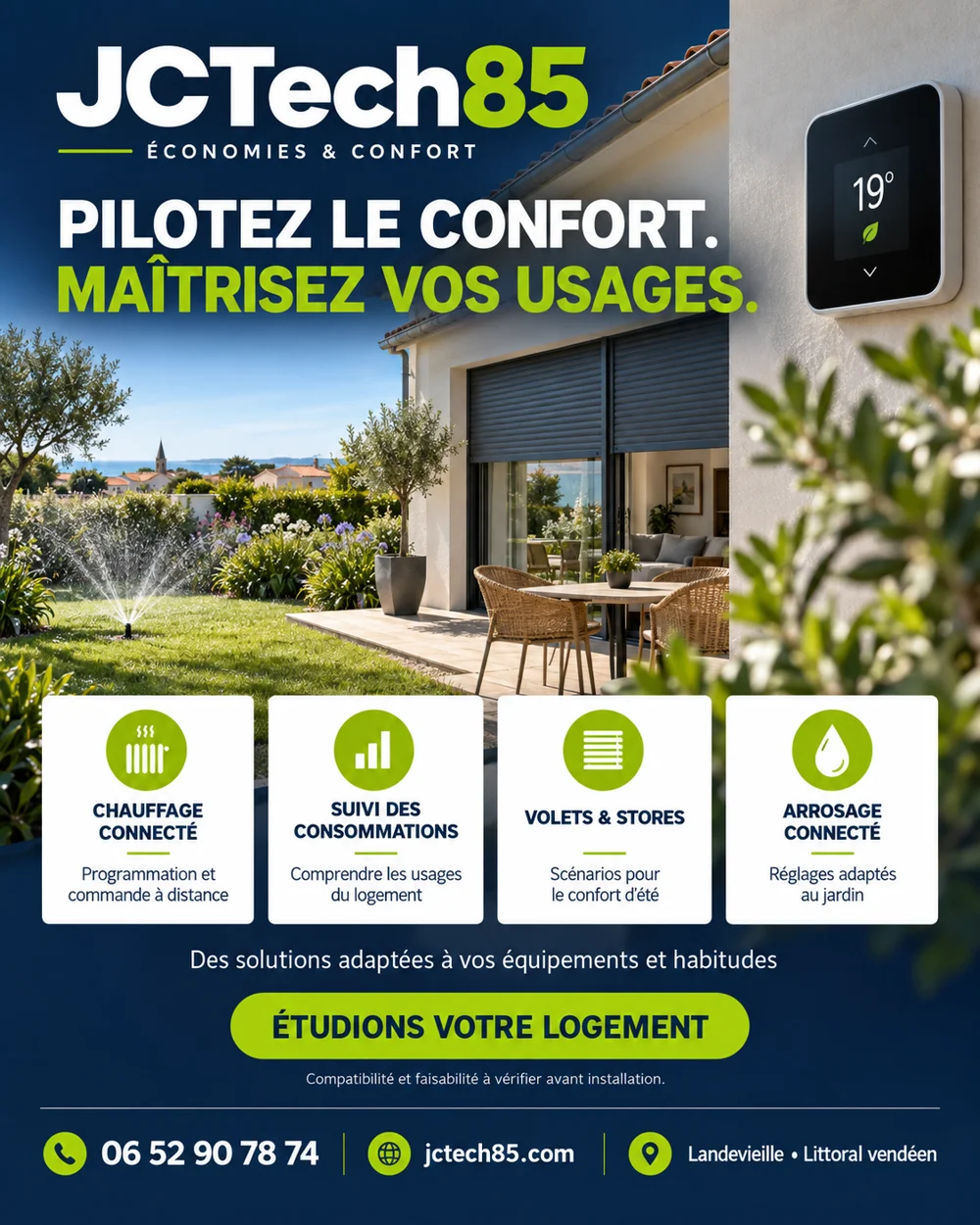 Domotique et confort — visuel marketing JCTech85